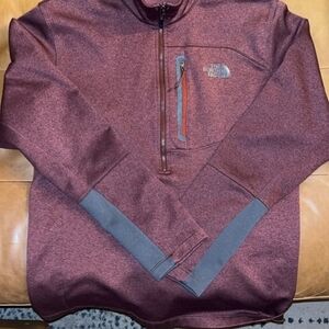 The North Face Men's Maroon and Gray Quarter-Zip